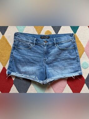 Abercrombie & Fitch Blue Denim Frayed Hem Women's Shorts - Size 28